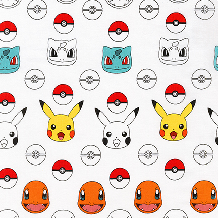 Nintendo Pokemon Character Faces - Allover On White