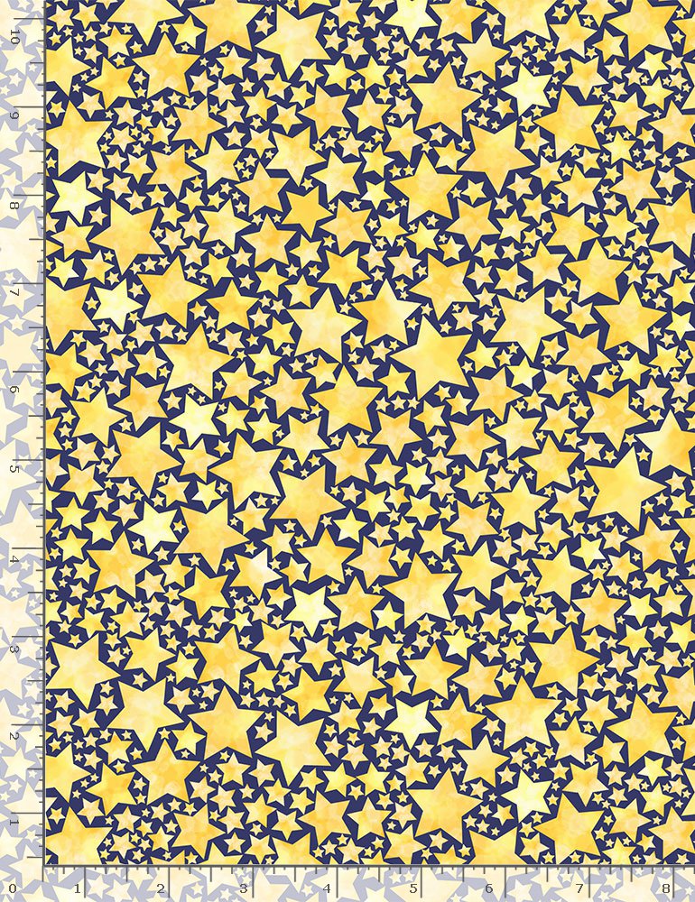 Timeless Treasures To the Moon and Back Packed Stars - Allover Yellow