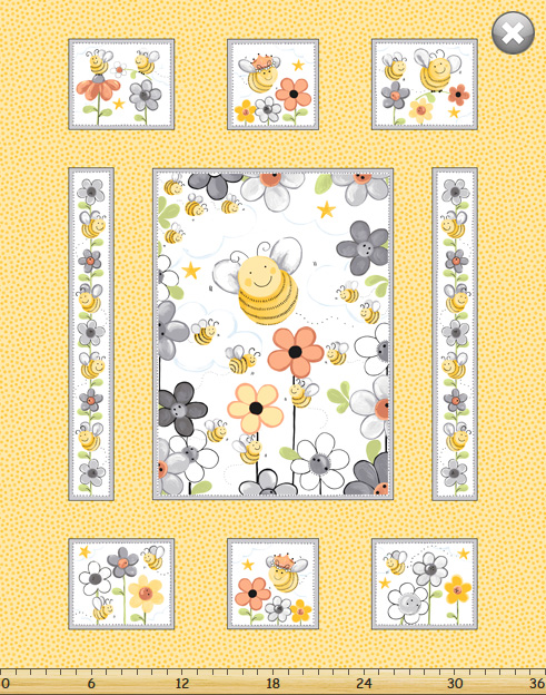 Fabric Panel 36-inch x 44-inch - SusyBee Sweet Bees Quilt