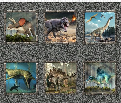 Fabric Panel 36-inch x 44-inch - Jurassic 6 Dinosaur