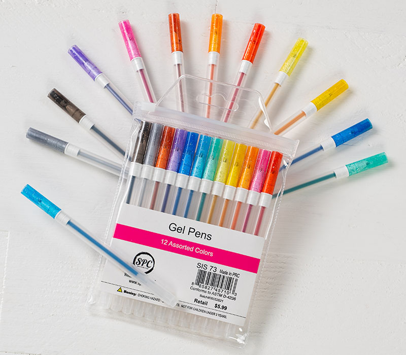 SPC Glitter Gel Pen Set in Zip Bag 12 Pens - Craft Warehouse