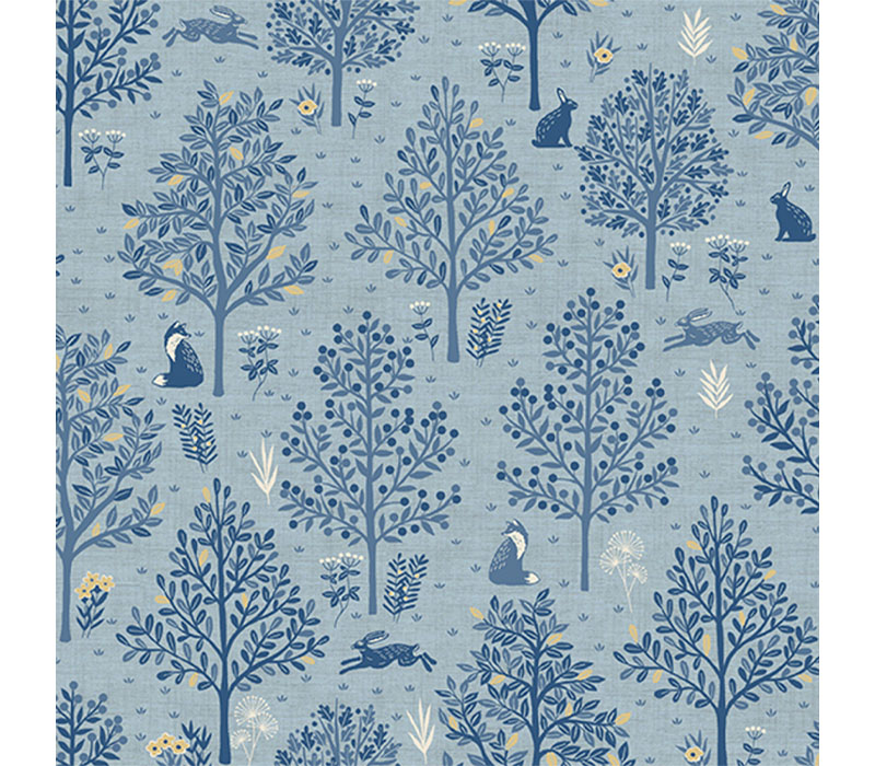 Hedgerow Trees Allover in Blue Tonal