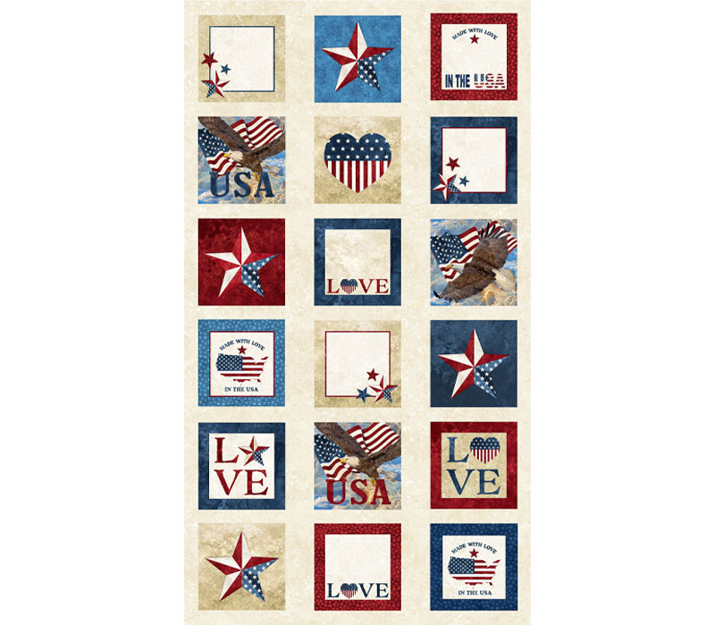 Stars and Stripes Quilts of Valor Blocks Panel