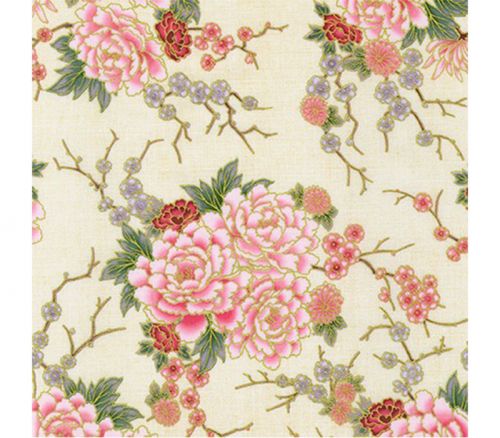 Imperial Collection Large Floral on Ivory with Gold Metallic Highlights