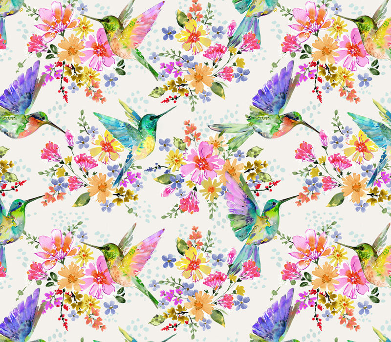 Ivory Hummingbird Fabric