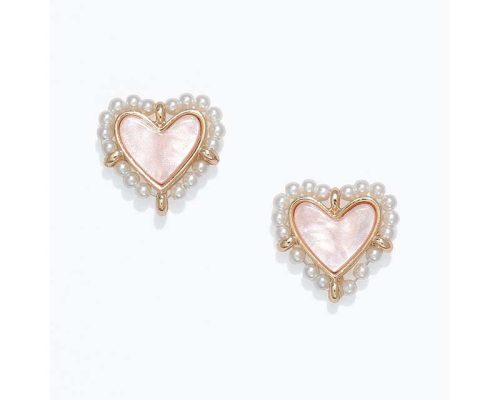 Periwinkle Hearts with Pearl Boarder Earrings