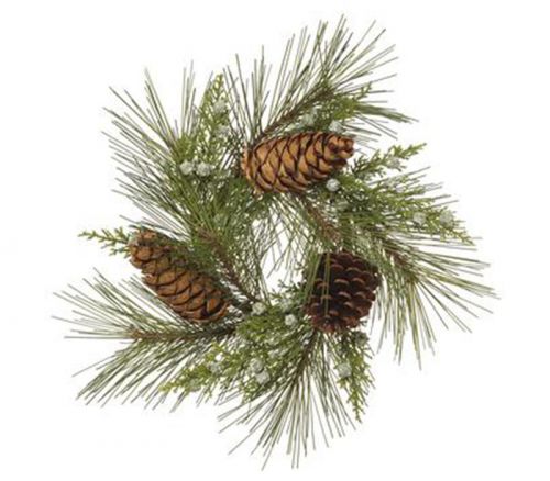 Wreath - Bottlebrush Pine with Cones and Pods - 12-inch