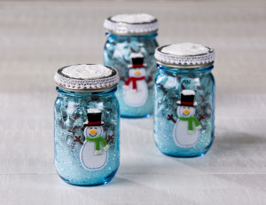 Blue Snowman mason jar gift