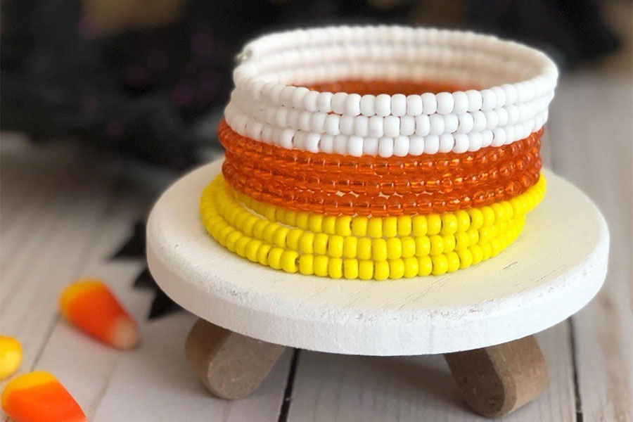 Candy Corn Memory Wire Bracelet