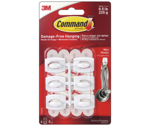 Command - Adhesive Hook Mini White 6 Piece