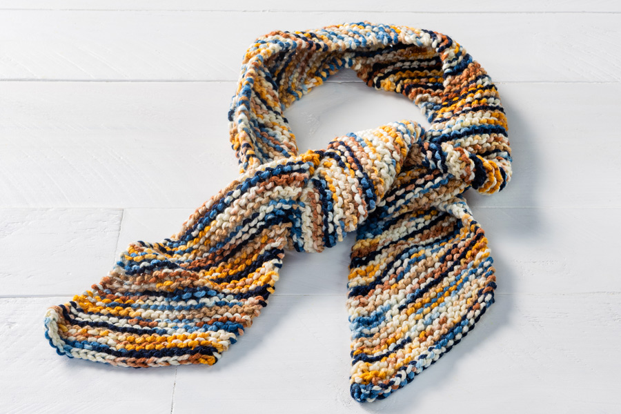Knit this Bias Knit Scarf, Free Pattern