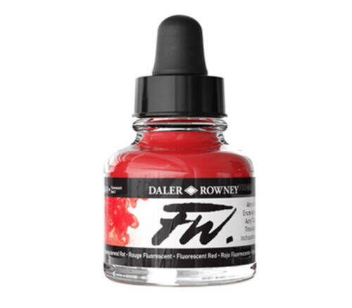 FW Liquid Acrylic Ink - 1-ounce - Fluorescent Red