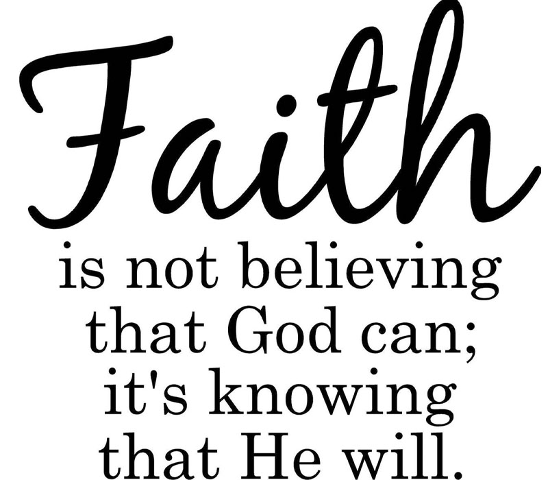 Vinyl Rub-On - Faith Is Not Believing That God Can Its Knowing That He Will - Black