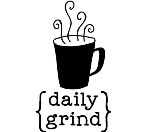 Iron On - Daily Grind With Cup - Black