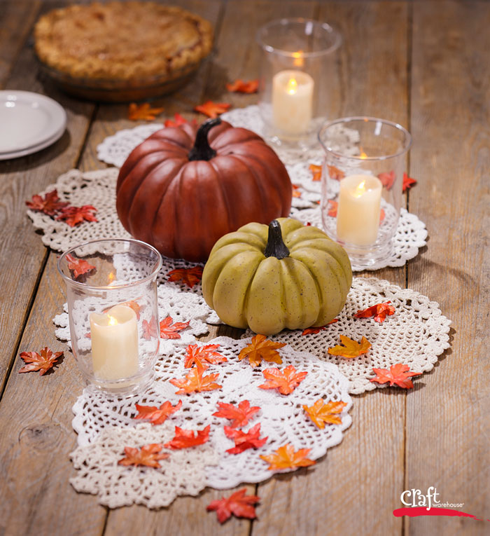 Make an Autumn Doily Table Runner How to from Craft Warehouse