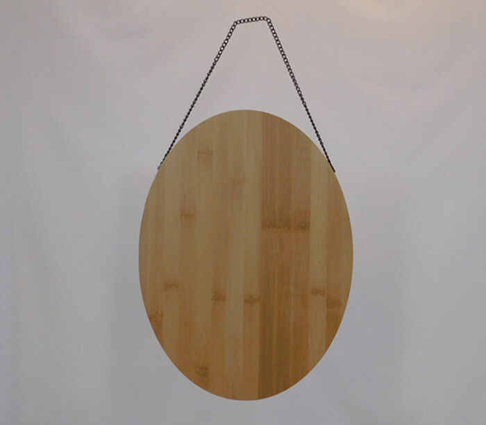 SPC Natural Wood Plaque Board with Black Chain - Oval