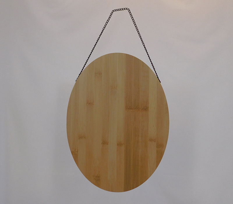 SPC Natural Wood Plaque Board with Black Chain - Oval