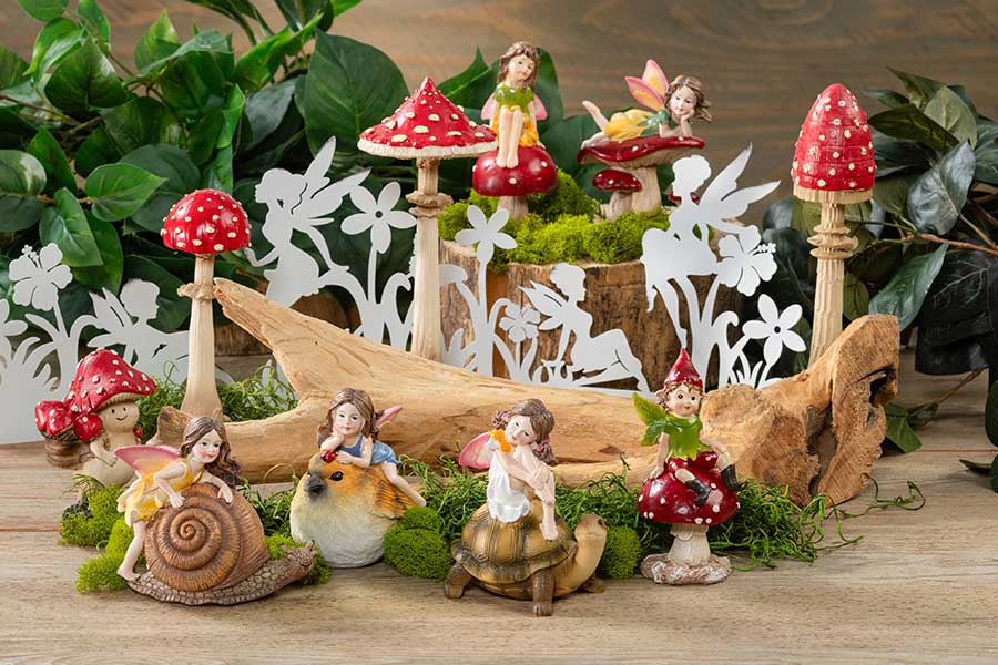 mini garden with mushrooms