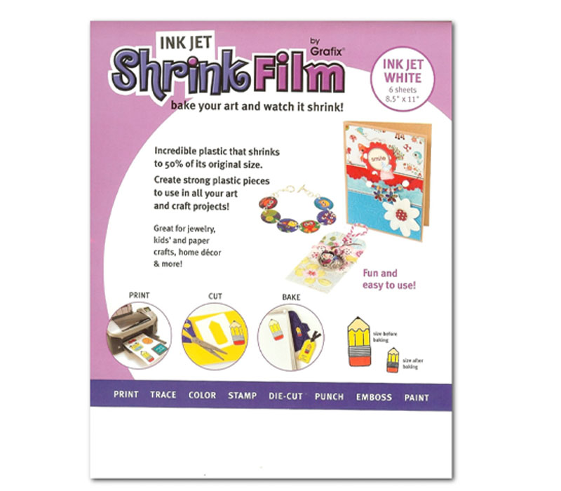 Grafix Shrink Film, Transparent Plastic,Color,Cut and Shrink It to create  jewelry,embellishments,tags & ornaments. Shrink plastic is for kids of all
