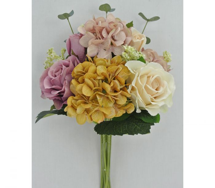 Hydrangea Rose Bouquet - 17-inch - Cream