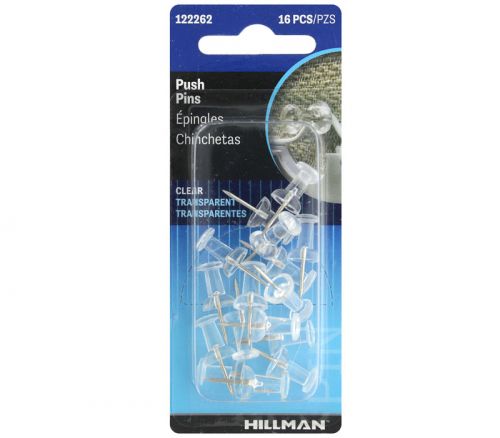 Hillman - Push Pins Clear 16 Piece