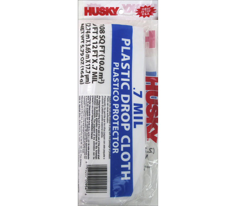Husky - Plastic Drop Cloth .7mil 9-foot x 12-foot