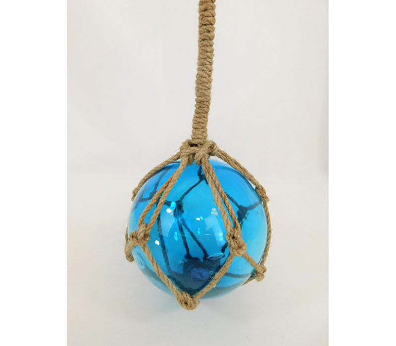 Glass Float with Rope - 6-inch - Light Blue - Craft Warehouse
