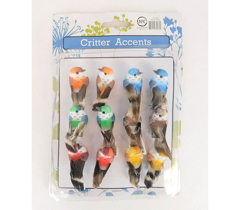 Mini Birds with Clips - 12 Piece