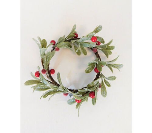 Candle Ring - Mistletoe and Berries - 7-inch