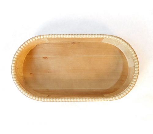 Wooden Oblong Tray with Beaded Edge - Small