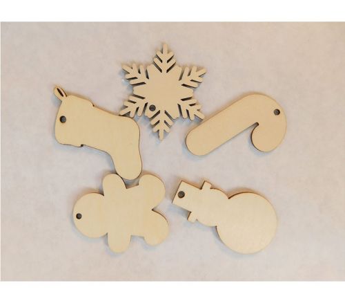 Wooden Christmas Ornaments - 24 Pieces