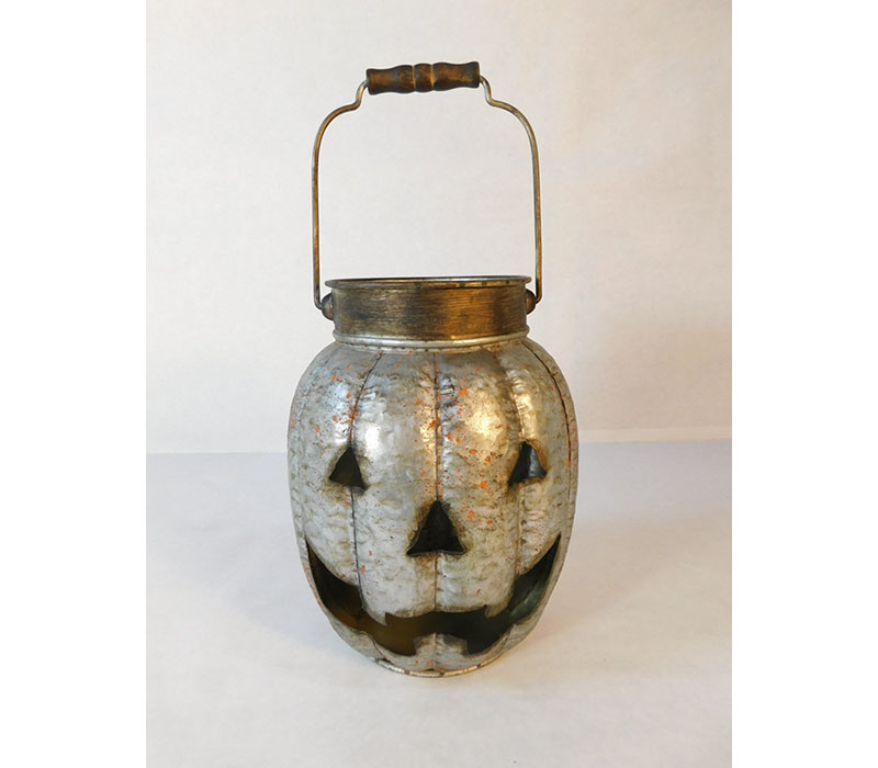 Jack O' Lantern Metal Bucket - 12-inch