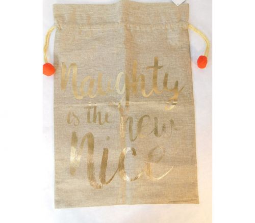 Drawingstring Bag - Gold Naughty is the New Nice