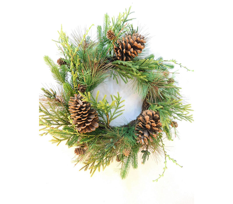 Wreath - Cedar with Cones - 22-inch