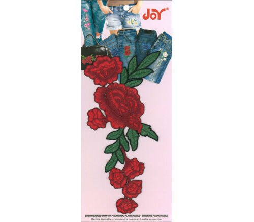 Joy Applique - Iron On Creeping Rose Vine Red