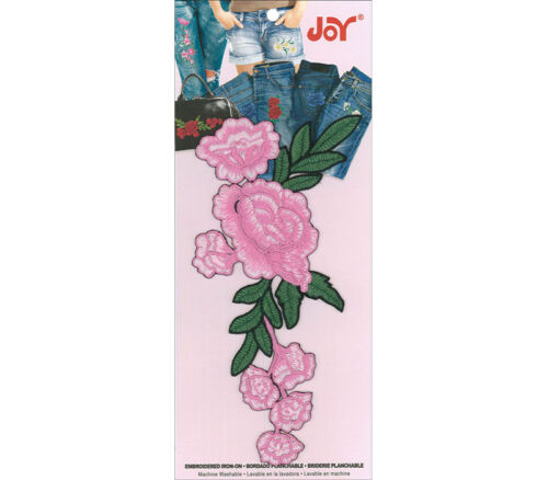 Joy Applique - Iron On Creeping Rose Vine Pink