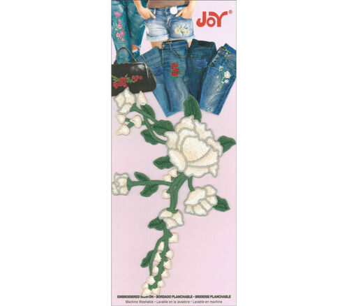 Joy Applique - Iron On Rose with Trailing Vine Ivory