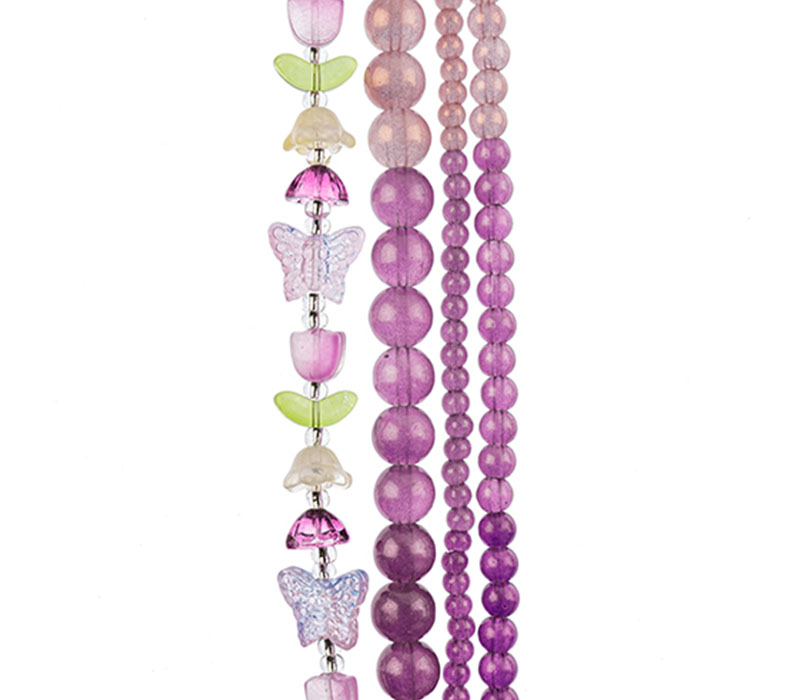 Crystal Lane DIY Flower 7-inch Bead Mix Bead Strands Ombre Ombre Light to Dark Heather Mix Tulip Butterflies Round