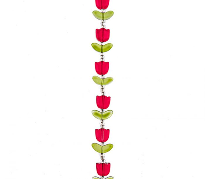 Crystal Lane DIY Flower 7-inch Bead Strand Tulip Red 14x16mm- 9pcs