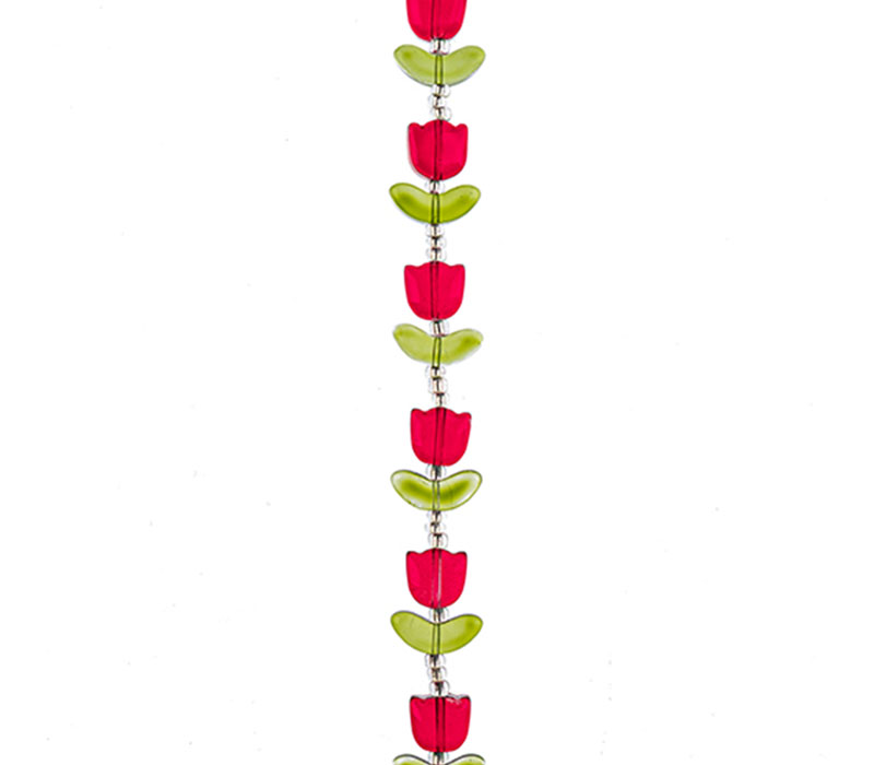 Crystal Lane DIY Flower 7-inch Bead Strand Tulip Red 14x16mm- 9pcs