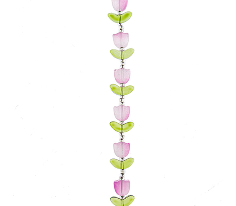 Crystal Lane DIY Flower 7-inch Bead Strand Tulip Purple 14x16mm- 9pcs