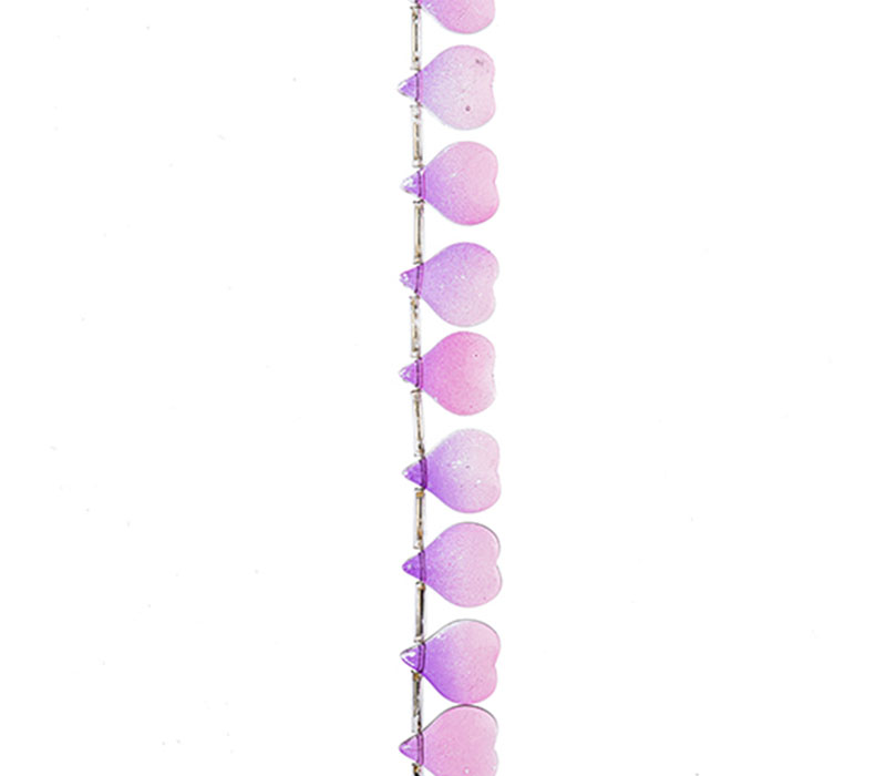 Crystal Lane DIY Flower 7-inch Bead Strand Heart Petal Purple &Pink 12x14mm - 13pcs