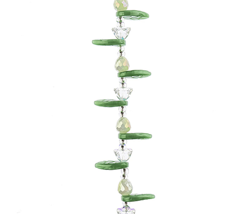 Crystal Lane DIY Flower 7-inch Bead Strand DIY Flower Green/White- Leaf Lotus Pear