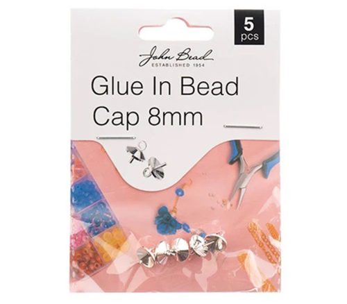 8mm Glue in Bead Cap - Silver 5pcs