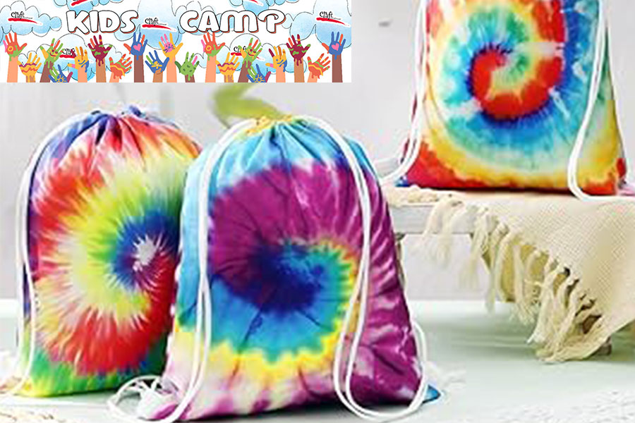 Kids Camp- Tie Dye Drawstring Bag