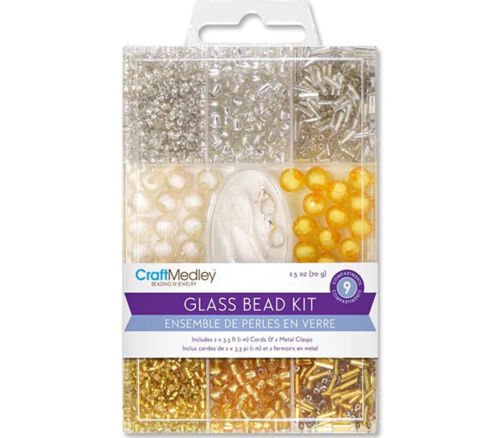 Craft Medley Glass Bead Kit - Metallic - 9 Piece