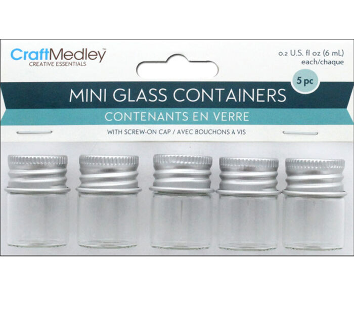 Multicraft - Glass Bottles Mini with Screw Lid .2-ounce 5 Piece