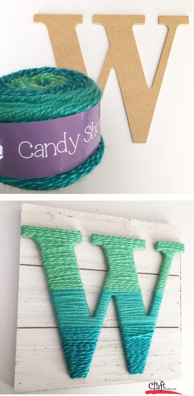 Making a yarn wrapped letter at Craft Warehouse