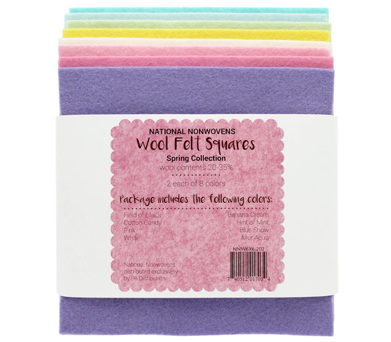 National Nonwovens Wool Felt - 20/35% - 6-inch x 6-inch - Lights Collection