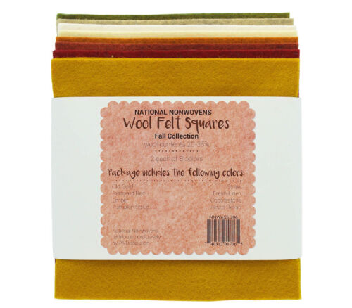 National Nonwovens - Wool Felt 20/35% 6-inch x 6-inch Fall Collection